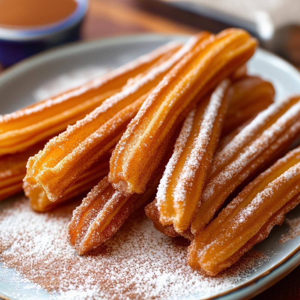 . Roll drained churros in cinnamon and sugar mixture.