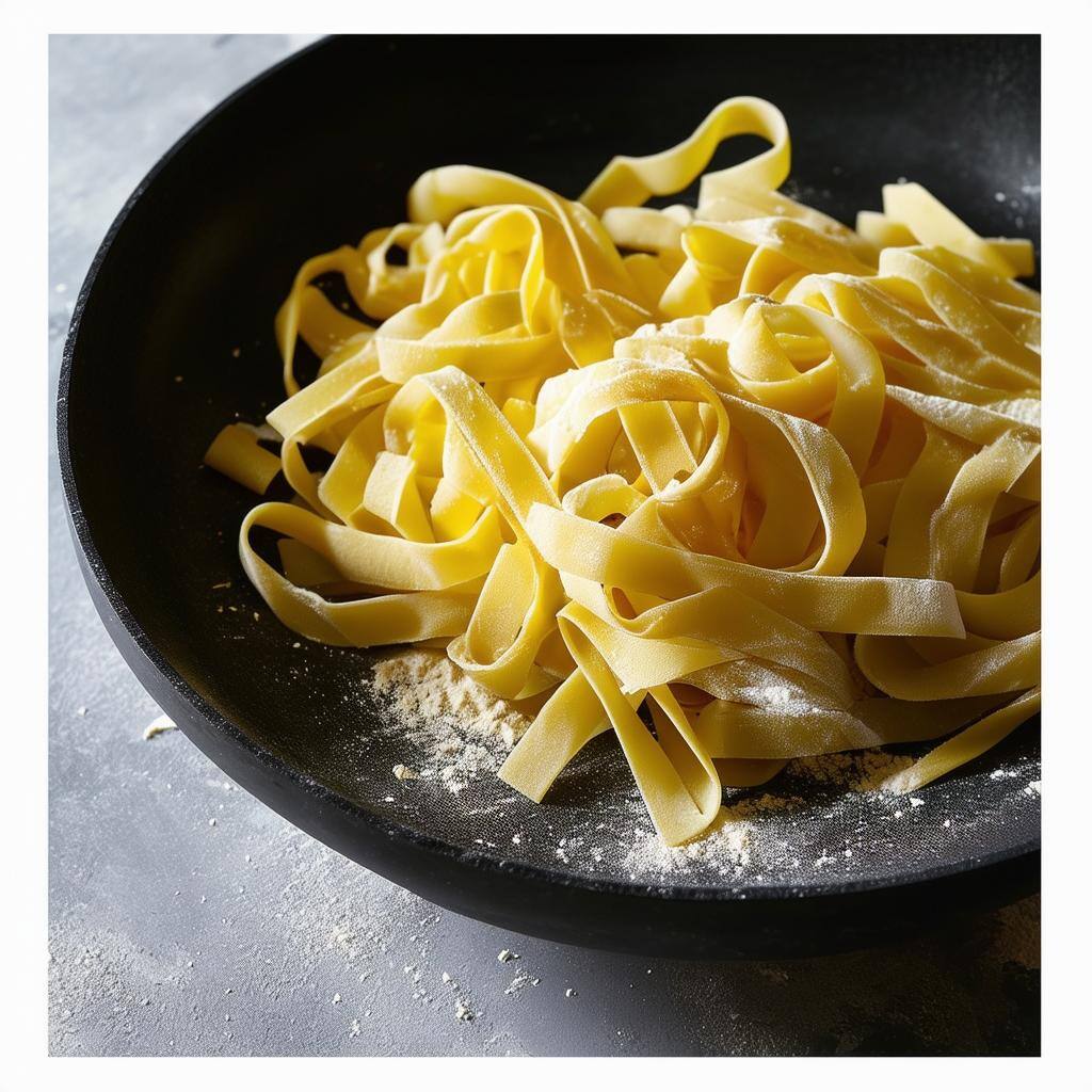 Toss the cut pappardelle with a little flour to keep the strands from sticking together