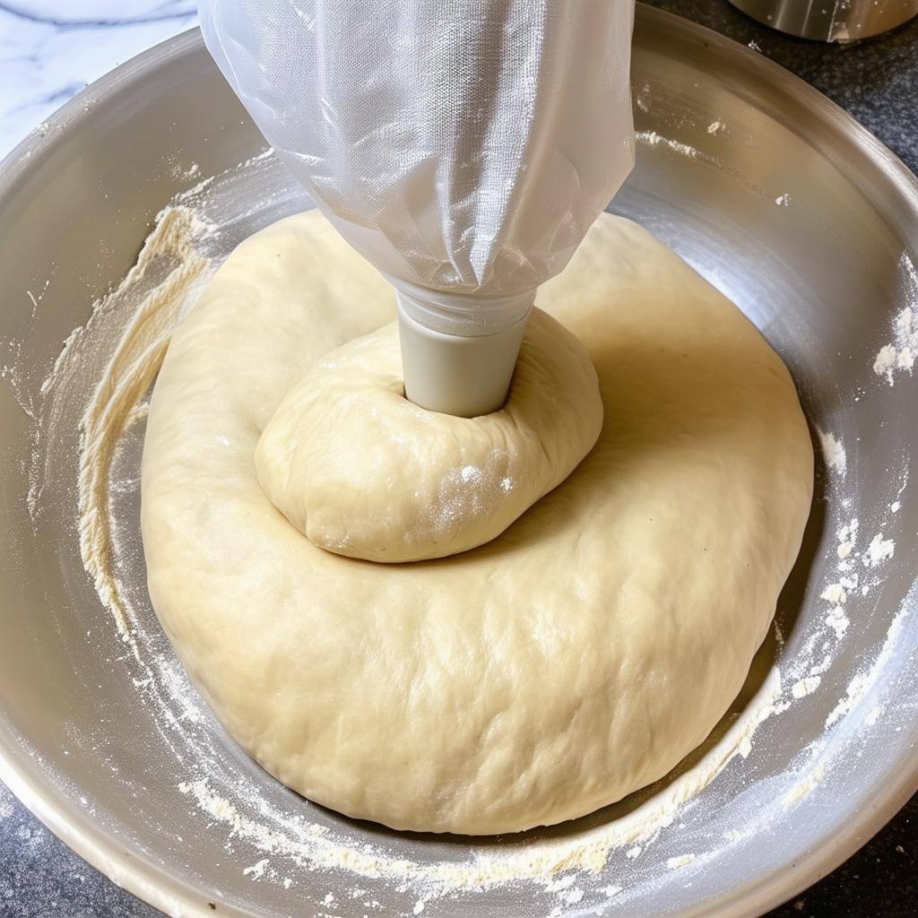 dough in a piping bag