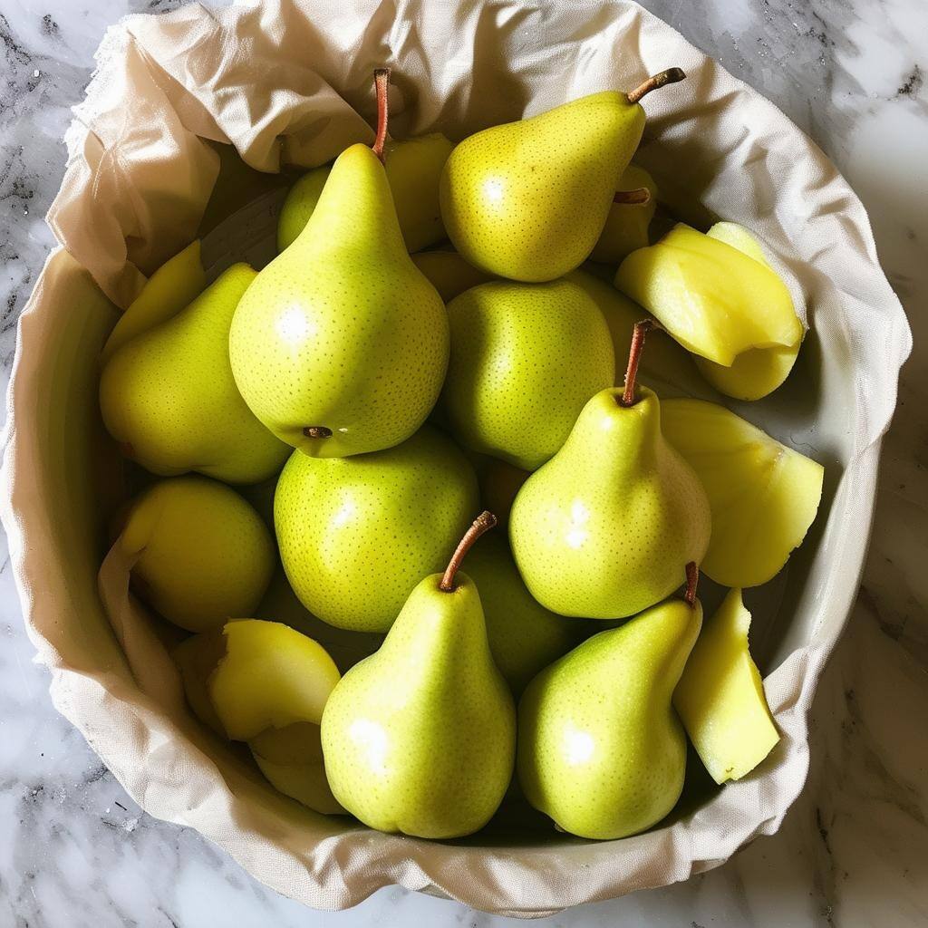 peel and wash the pears leaving stem intact